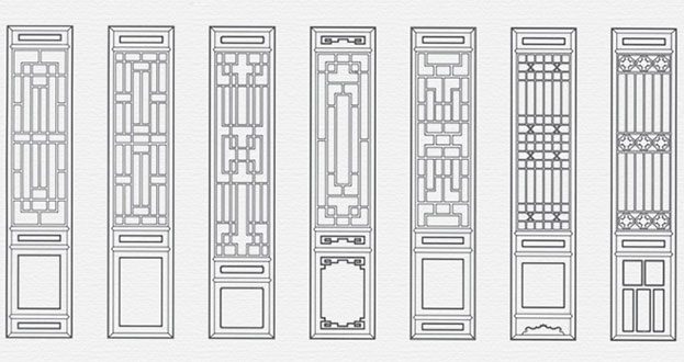 临猗常用中式仿古花窗图案隔断设计图